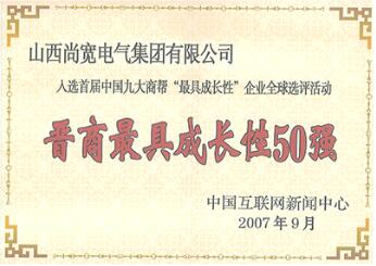 晉商成長(zhǎng)性50強(qiáng)